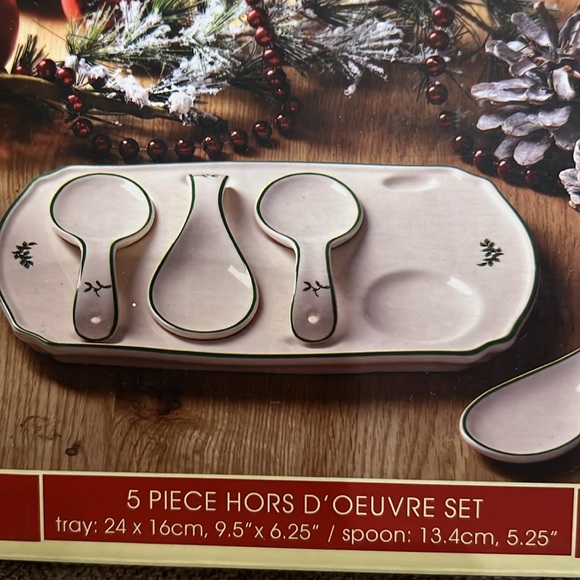 SPODE CHRISTMAS TREE 5 PIECE HORS D OEURVE BOX SET NEW IN BOX Rare Holiday Dinin - Picture 1 of 6
